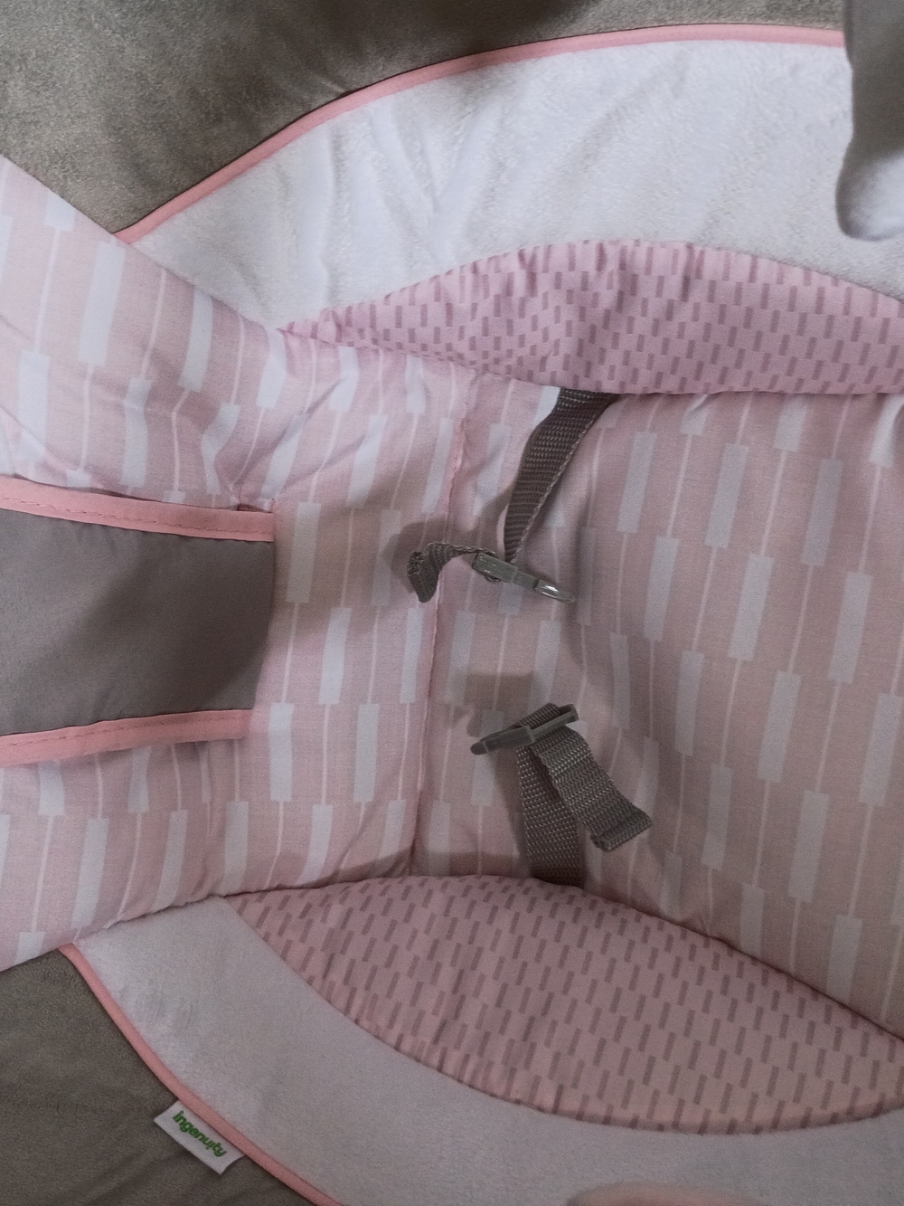 Pink and Beige Infant Bouncer Seat with Toy Bar - Picture 2 of 3